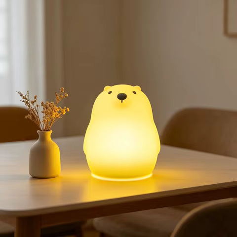 Veilleuse Ours Polaire Silicone Rechargeable - 7 Couleurs LED Tactiles