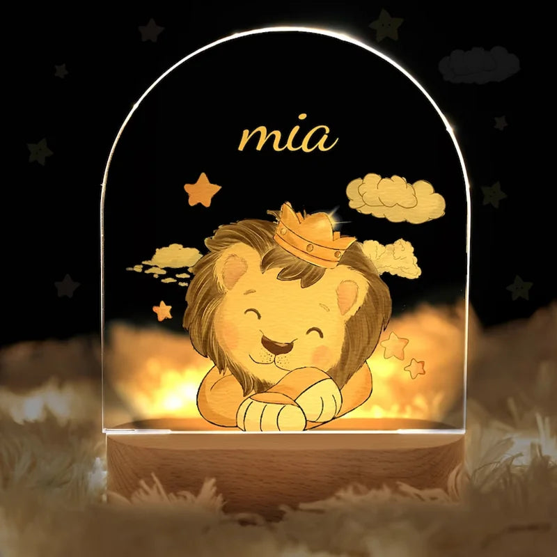Veilleuse Bébé Personnalisée en Bois - Cadeau Naissance & Déco Chambre