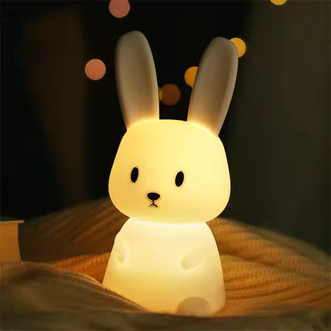 Veilleuse Lapin LED Silicone Animé USB Rechargeable - Lampe de Chevet Enfant