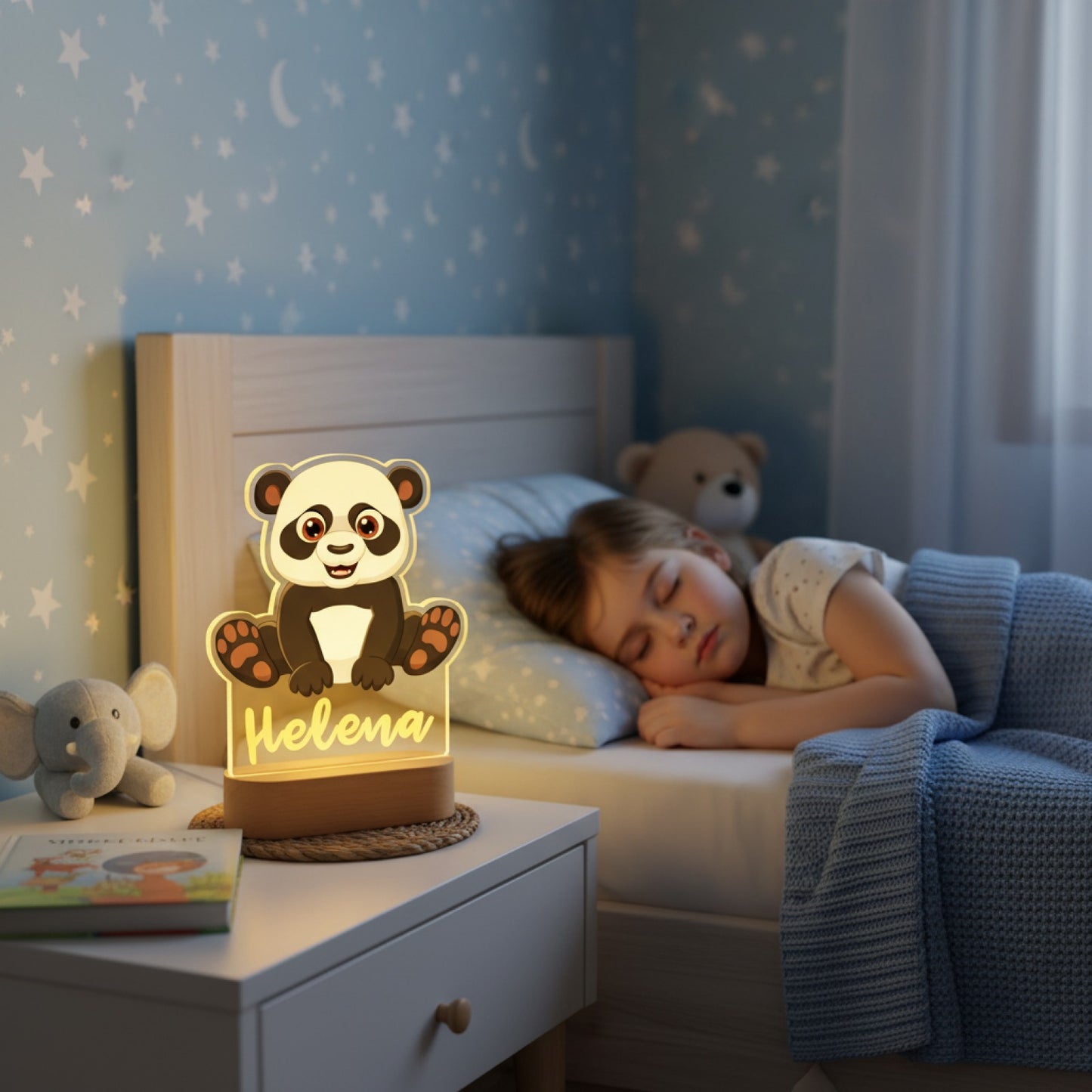 Veilleuse Panda Personnalisée avec Prénom – Lampe LED pour Chambre d'Enfant