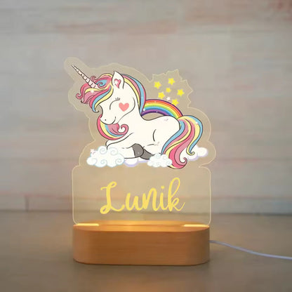 Veilleuse Licorne Personnalisée avec Prénom – Lampe LED Féerique pour Enfant