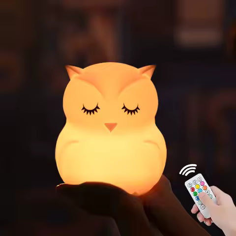 Veilleuse Hibou LED Tactile Rechargeable - 9 Couleurs & Minuterie - Lampe de Nuit Enfant Cadeau