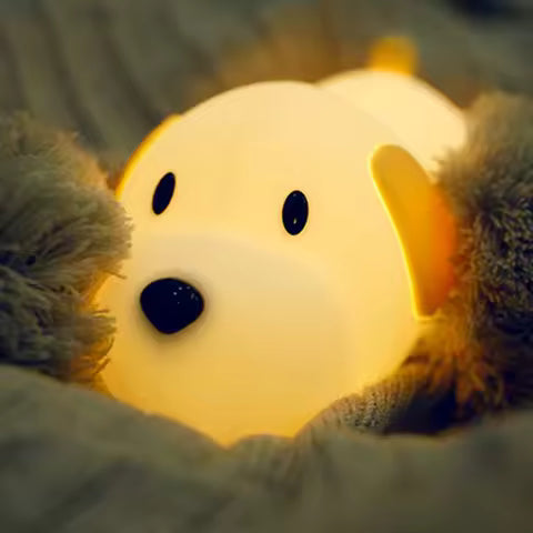 Veilleuse LED Chien en Silicone Tactile Rechargeable - Lampe Bébé & Cadeau Noël