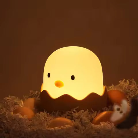 Veilleuse LED Enfant Coquille d'Œuf Poulet - Tactile, Rechargeable, Lumière Ambiance Réglable