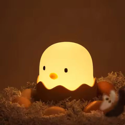 Veilleuse LED Enfant Coquille d'Œuf Poulet - Tactile, Rechargeable, Lumière Ambiance Réglable