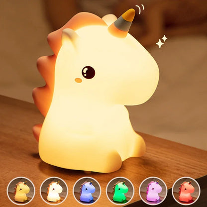 Veilleuse LED Licorne Mignonne en Silicone - Lampe de Nuit Tactile USB Rechargeable pour Chambre d'Enfant