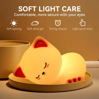 Veilleuse Chat Endormi Tactile Rechargeable - Déco Chambre & Cadeau Original