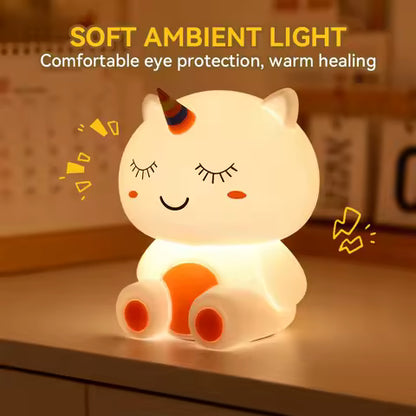 Veilleuse Licorne Rechargeable Tactile avec Minuterie - Lampe de Chevet Cadeau Déco