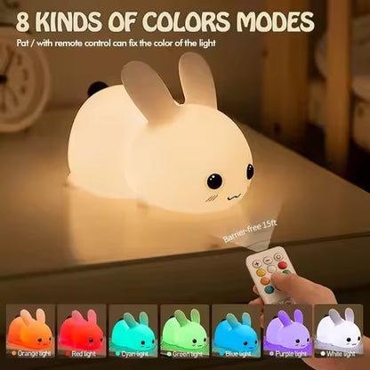 Veilleuse Lapin LED RVB Silicone Rechargeable Enfant - Lampe Tactile & Télécommande
