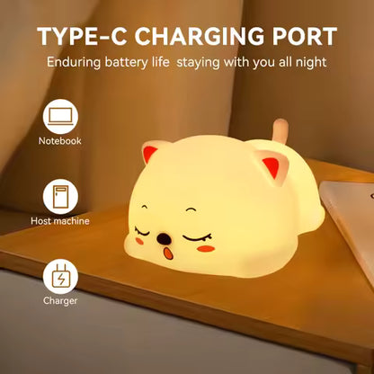 Veilleuse Chat Design Tactile Rechargeable - Lampe Déco & Cadeau Original