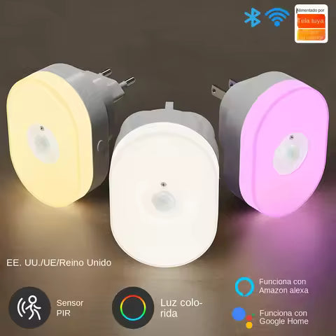 Veilleuse LED Connectée WiFi Tuya avec Capteur de Mouvement PIR - Blanc Chaud & RGB - App & Voix (Alexa/Google Home)