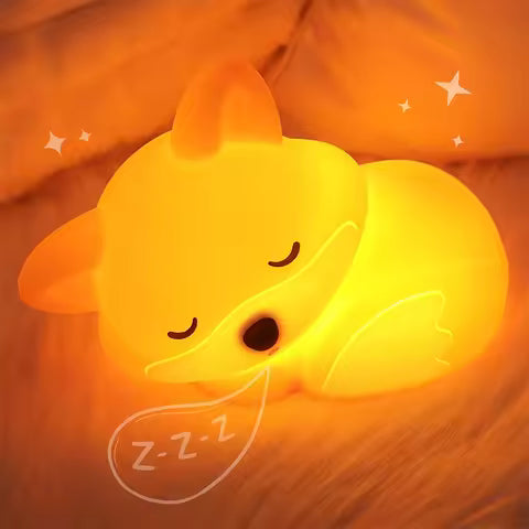 Veilleuse LED Renard en Silicone Squishy - Rechargeable et Tactile pour Chambre d'Enfant