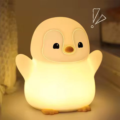 Veilleuse Pingouin Silicone Rechargeable USB - Lampe de Chevet Douce pour Chambre d'Enfant