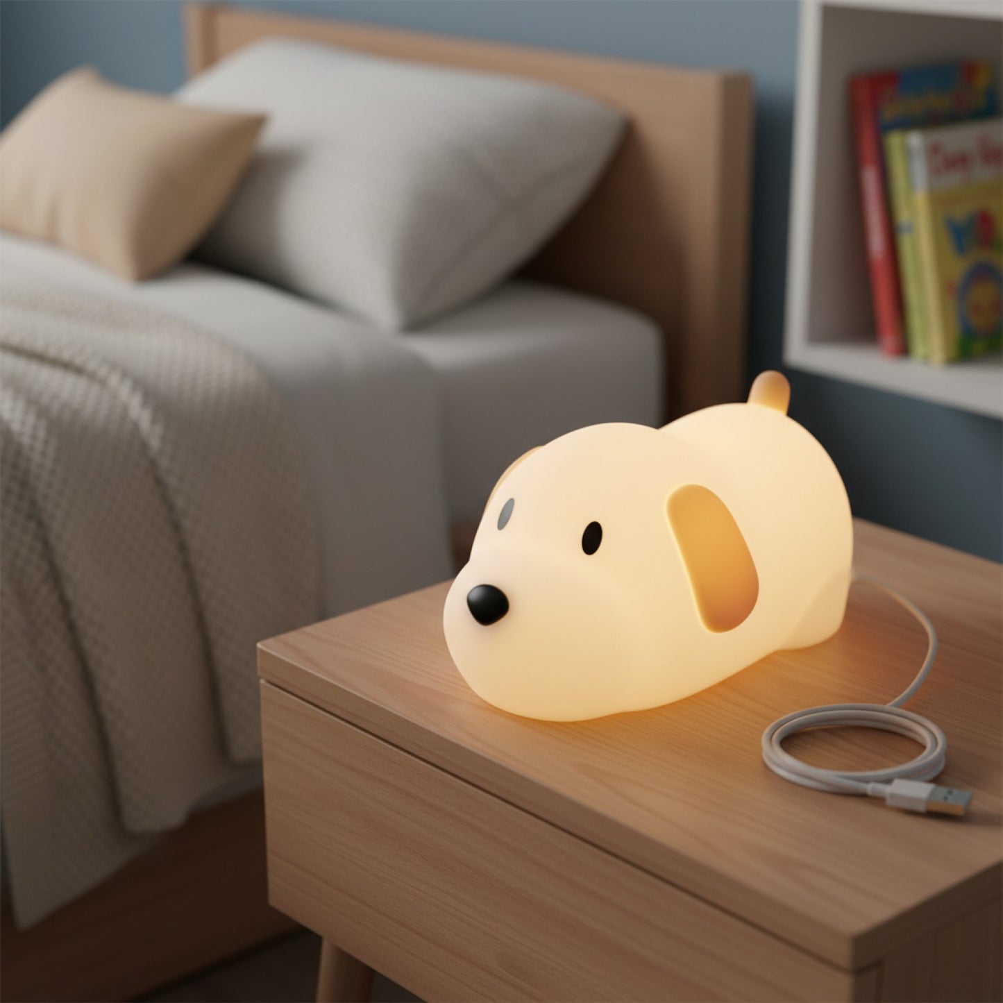 Veilleuse LED Chien en Silicone Tactile Rechargeable - Lampe Bébé & Cadeau Noël