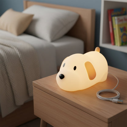 Veilleuse LED Chien en Silicone Tactile Rechargeable - Lampe Bébé & Cadeau Noël