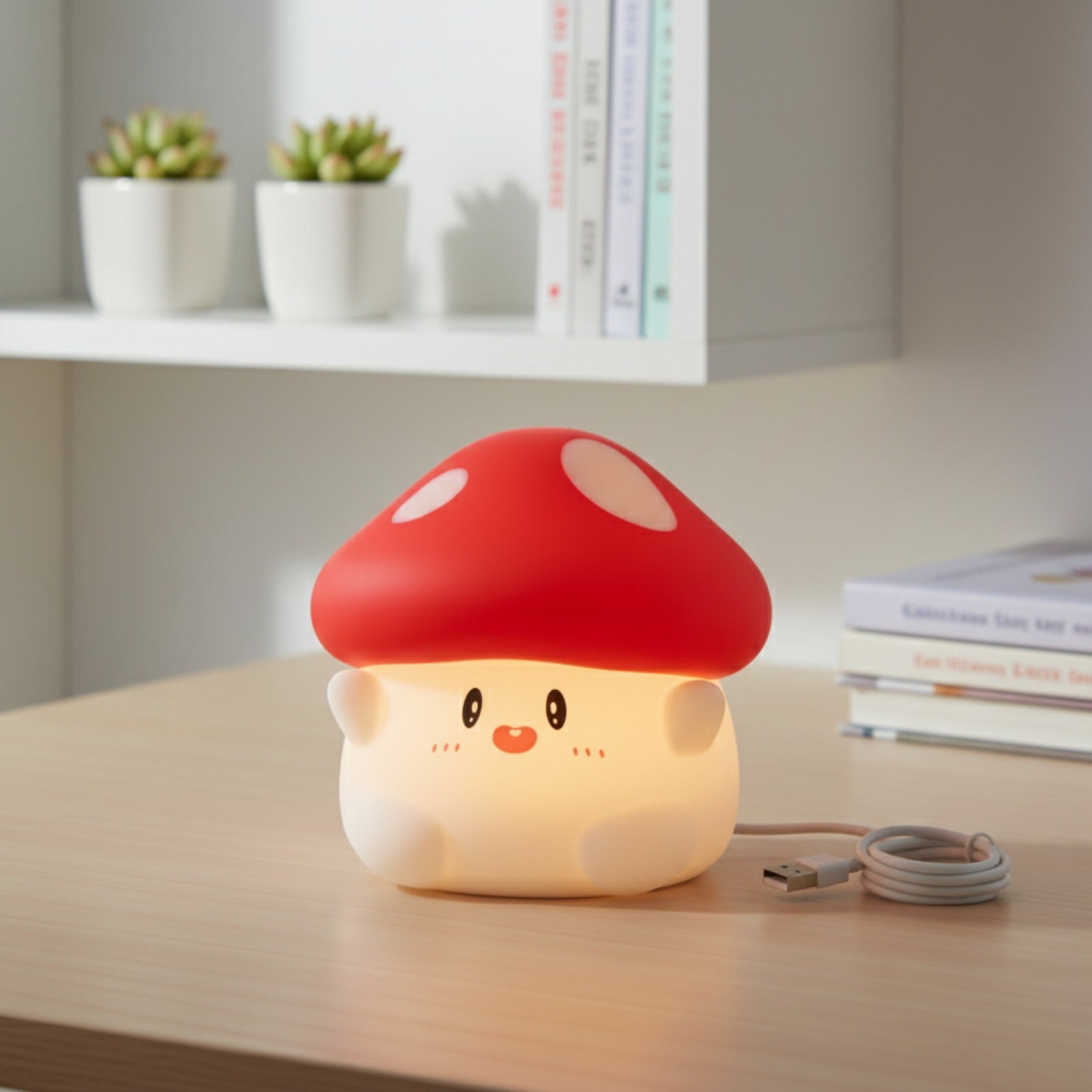 Veilleuse Champignon LED Rechargeable USB - Lampe de Table pour Chambre Bébé, Enfant, Cadeau Anniversaire