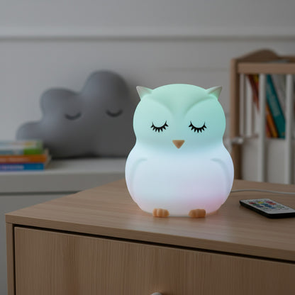Veilleuse Hibou LED Tactile Rechargeable - 9 Couleurs & Minuterie - Lampe de Nuit Enfant Cadeau