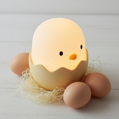 Veilleuse LED Enfant Coquille d'Œuf Poulet - Tactile, Rechargeable, Lumière Ambiance Réglable