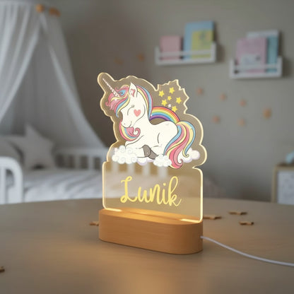 Veilleuse Licorne Personnalisée avec Prénom – Lampe LED Féerique pour Enfant