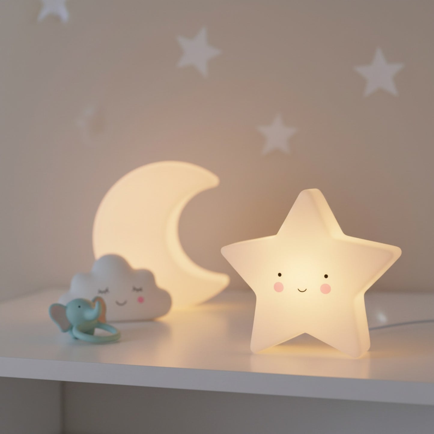 Veilleuse LED Fantaisie Étoile & Lune - Lampe de Chevet Bébé & Enfant