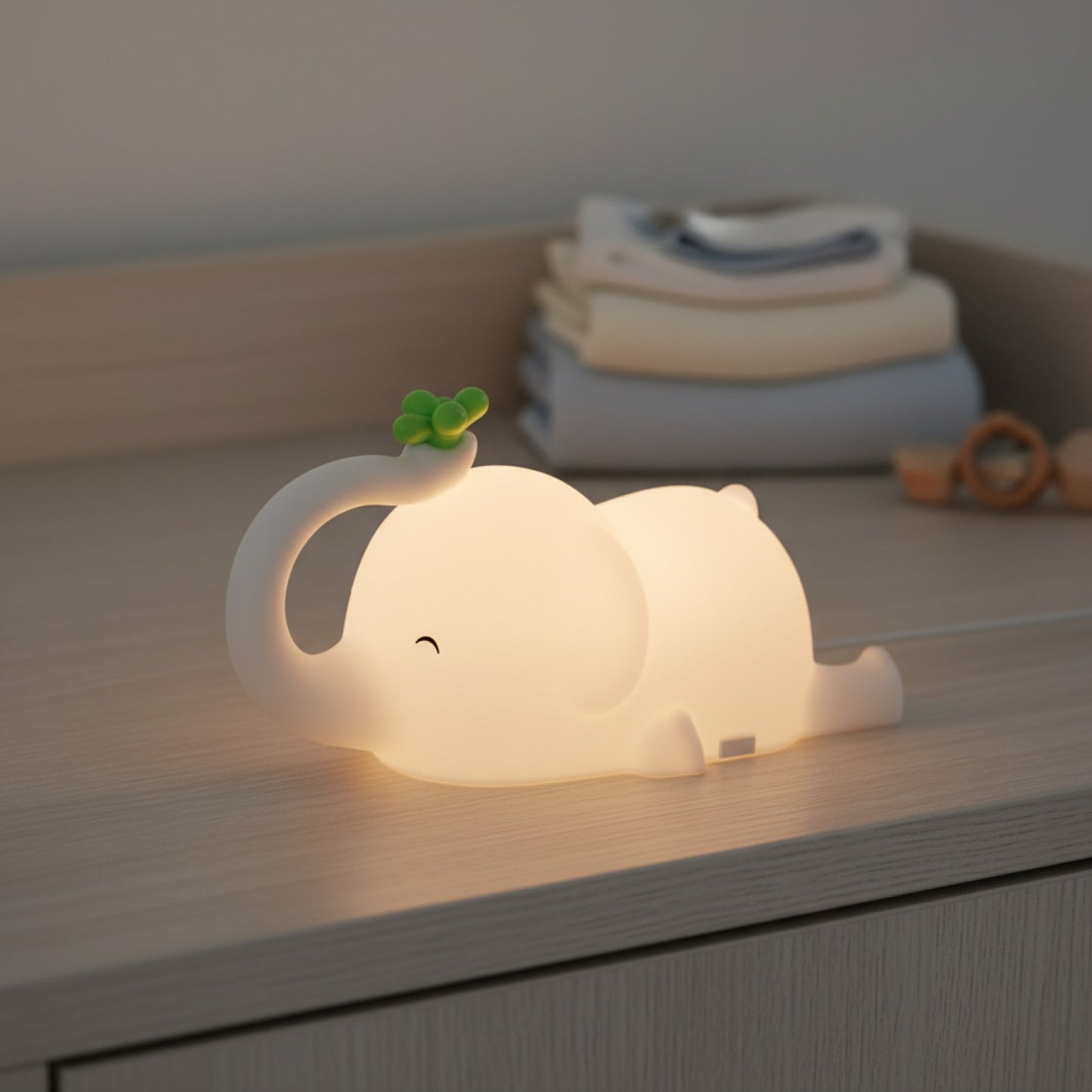 Lampe de nuit éléphant en silicone rechargeable USB - Veilleuse douce pour chambre d'enfant
