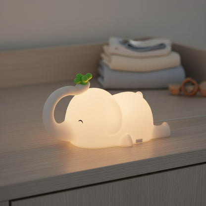 Lampe de nuit éléphant en silicone rechargeable USB - Veilleuse douce pour chambre d'enfant