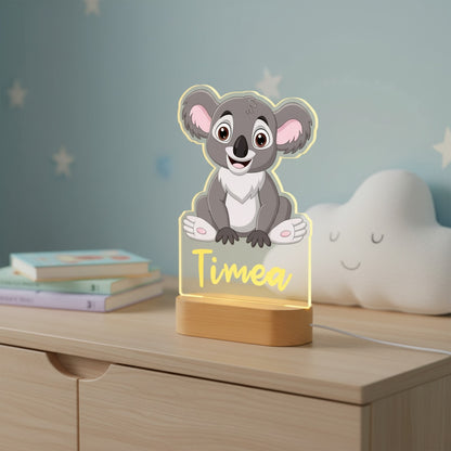 Veilleuse Koala Personnalisée avec Prénom – Lampe LED pour Bébé et Enfant