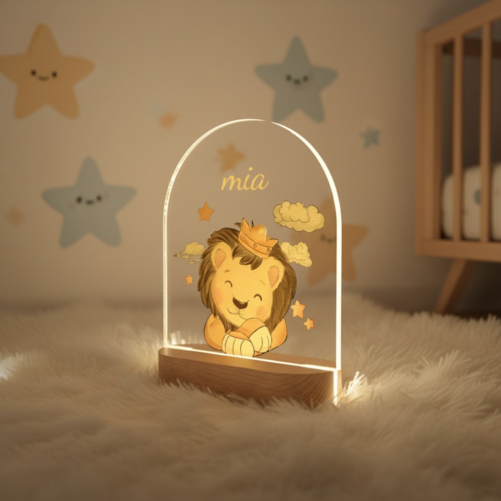 Veilleuse Bébé Personnalisée en Bois - Cadeau Naissance & Déco Chambre