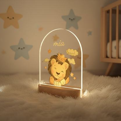 Veilleuse Bébé Personnalisée en Bois - Cadeau Naissance & Déco Chambre