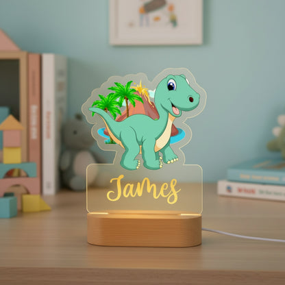 Veilleuse Dinosaure Personnalisée avec Prénom – Lampe LED pour Enfant