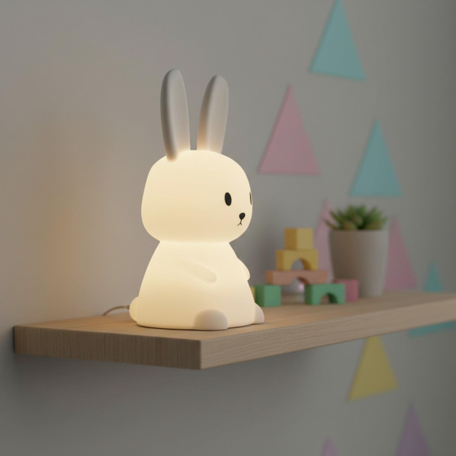 Veilleuse Lapin LED Silicone Animé USB Rechargeable - Lampe de Chevet Enfant