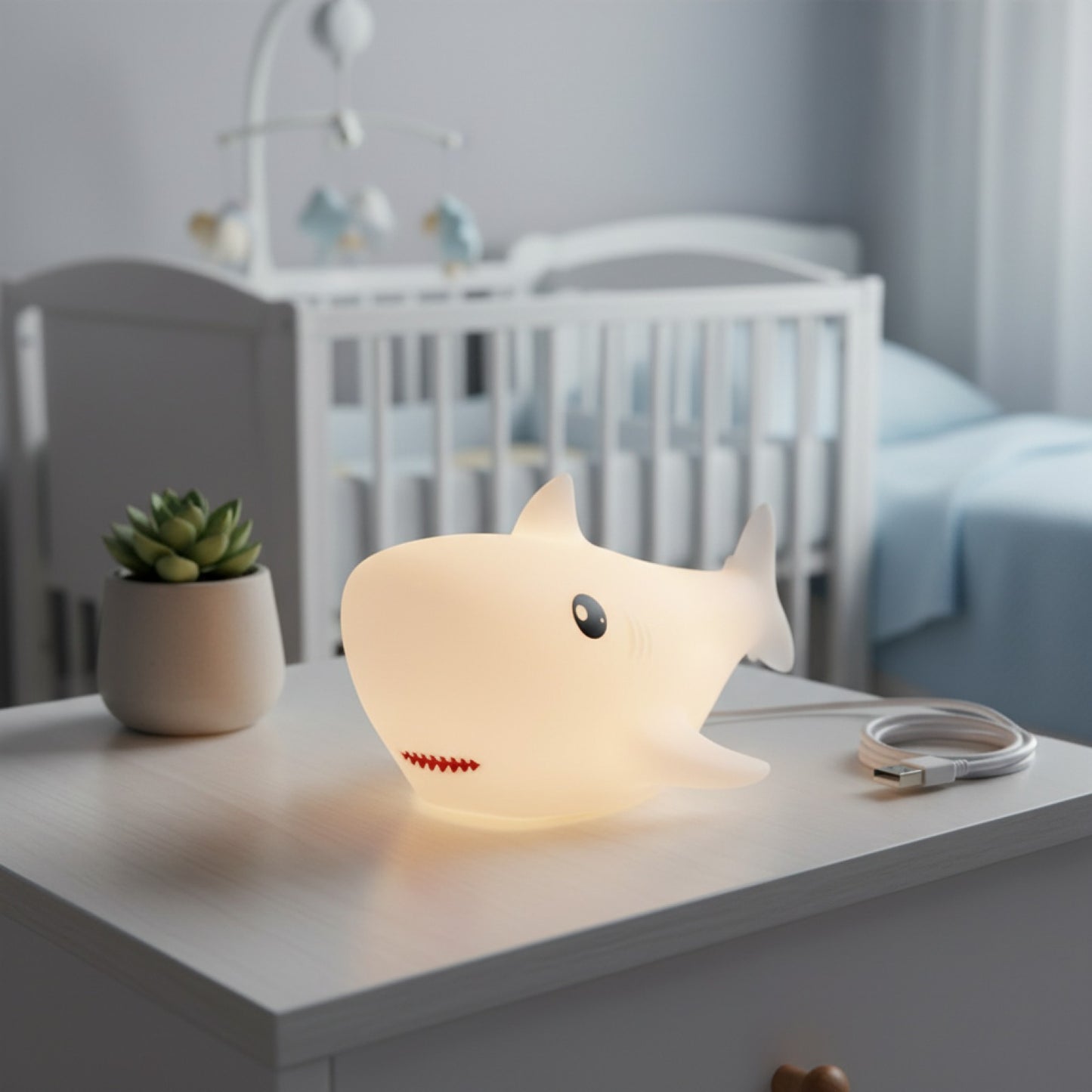 Veilleuse LED Requin Silicone USB - Lampe d'Ambiance Mignonne pour Chambre d'Enfant