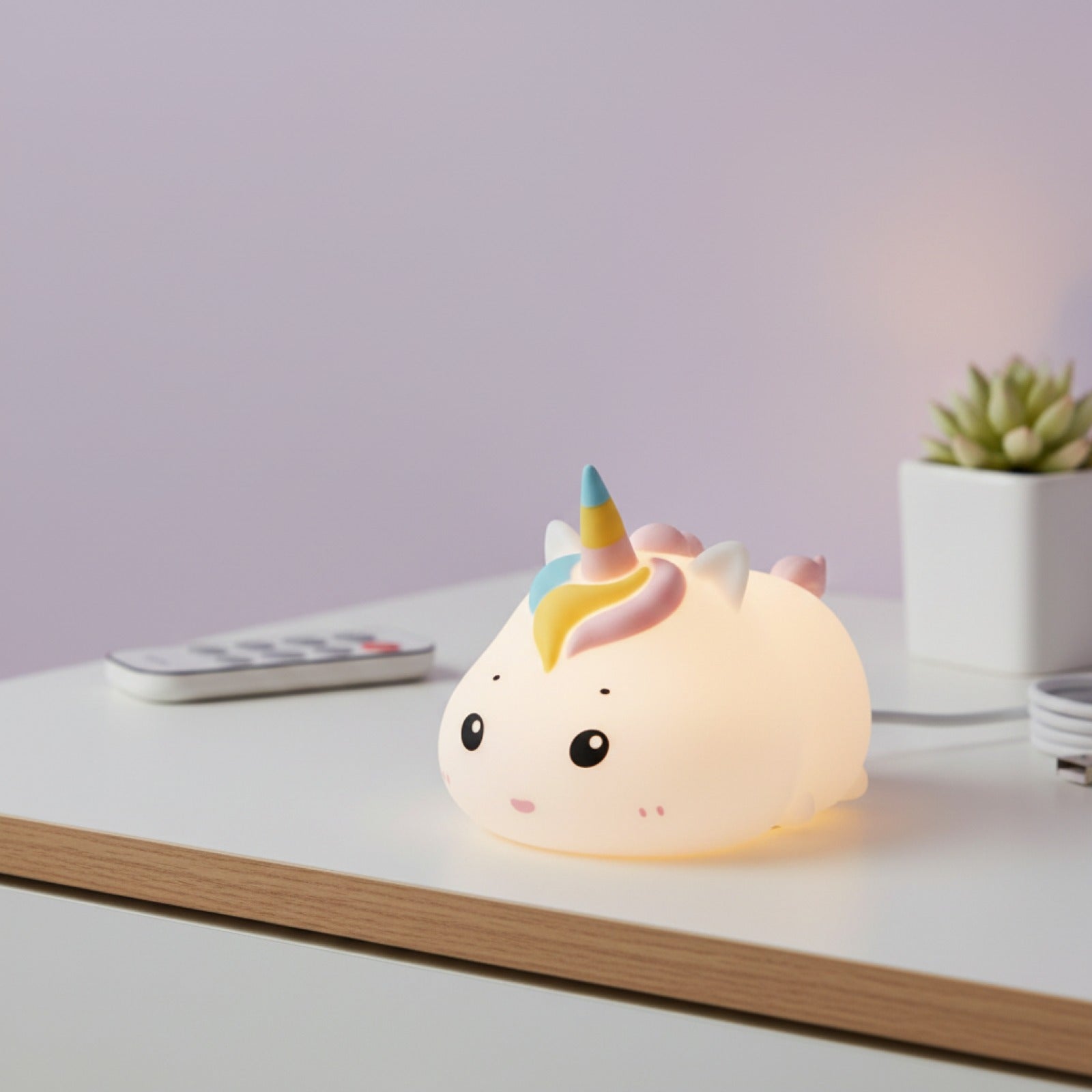Veilleuse Licorne Rechargeable USB LED pour Enfant - Lampe de Chevet avec Télécommande
