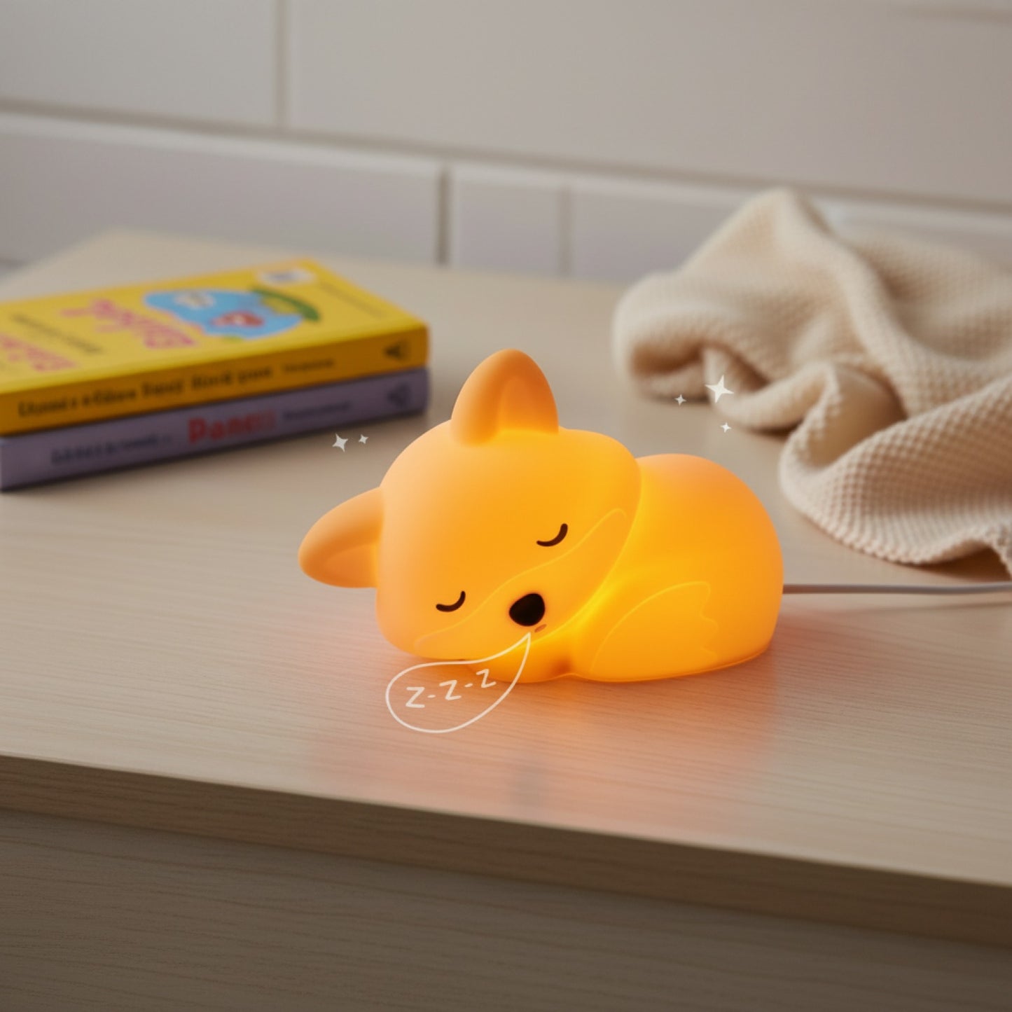 Veilleuse LED Renard en Silicone Squishy - Rechargeable et Tactile pour Chambre d'Enfant
