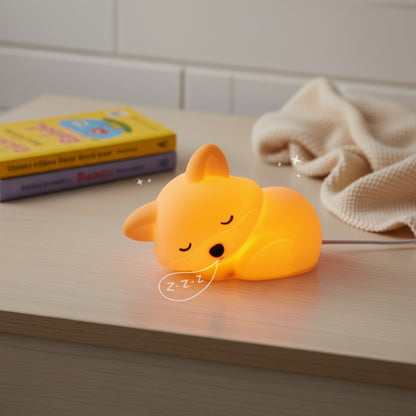 Veilleuse LED Renard en Silicone Squishy - Rechargeable et Tactile pour Chambre d'Enfant