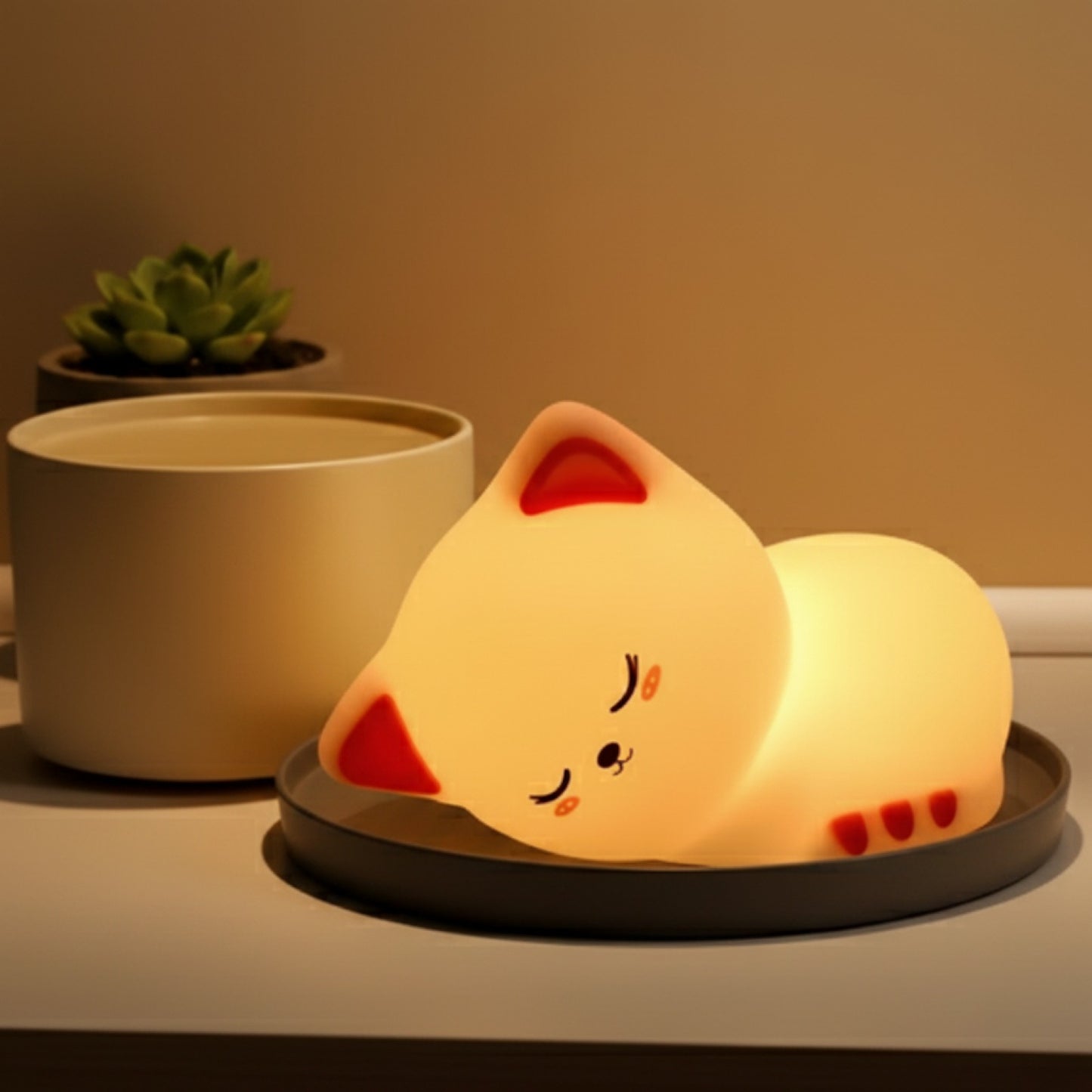 Veilleuse Chat Endormi Tactile Rechargeable - Déco Chambre & Cadeau Original