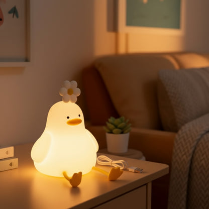 Lampe de nuit LED Canard Mignon en Silicone - Rechargeable USB, Tactile - Déco Chambre Enfant & Cadeau Anniversaire