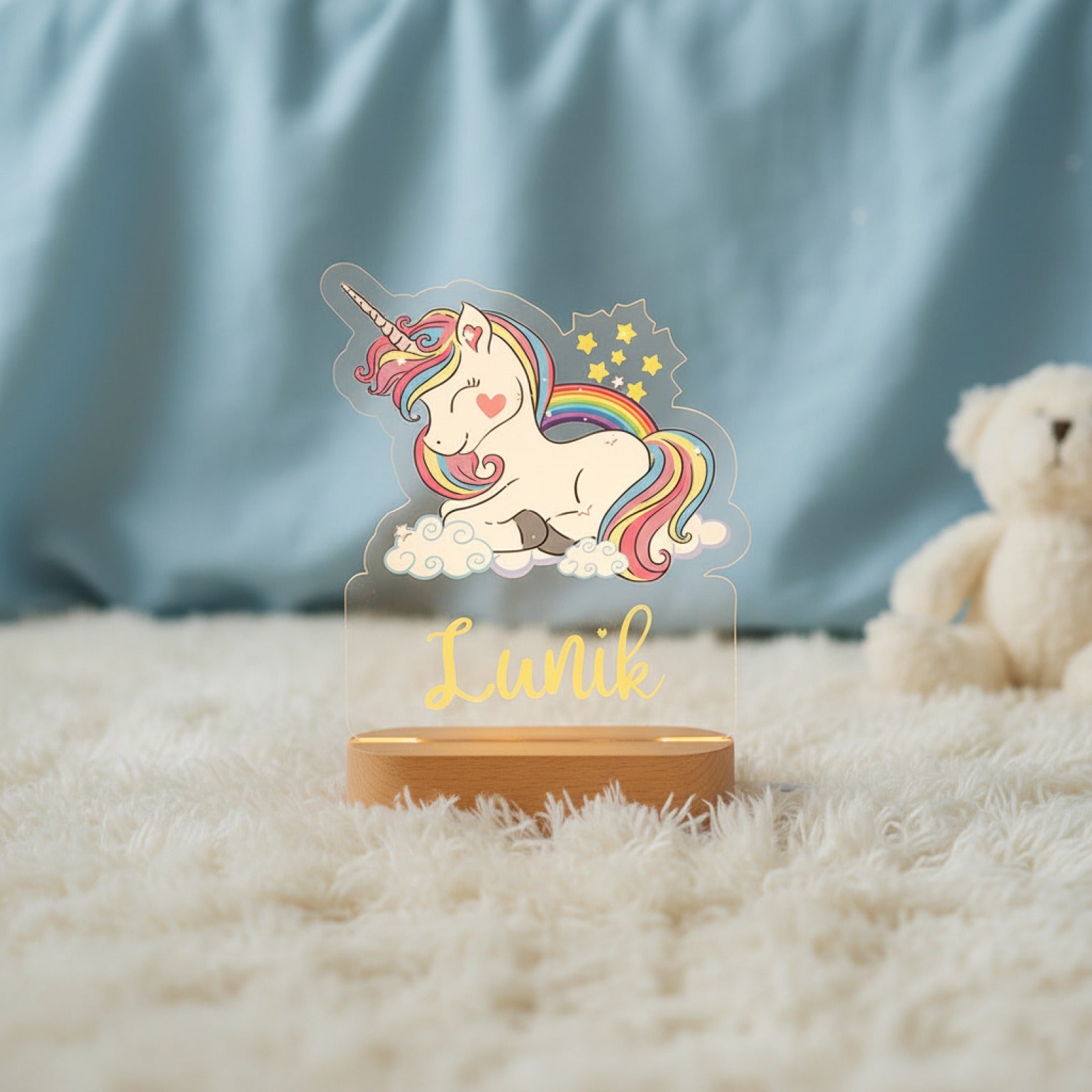 Veilleuse Licorne Personnalisée avec Prénom – Lampe LED Féerique pour Enfant