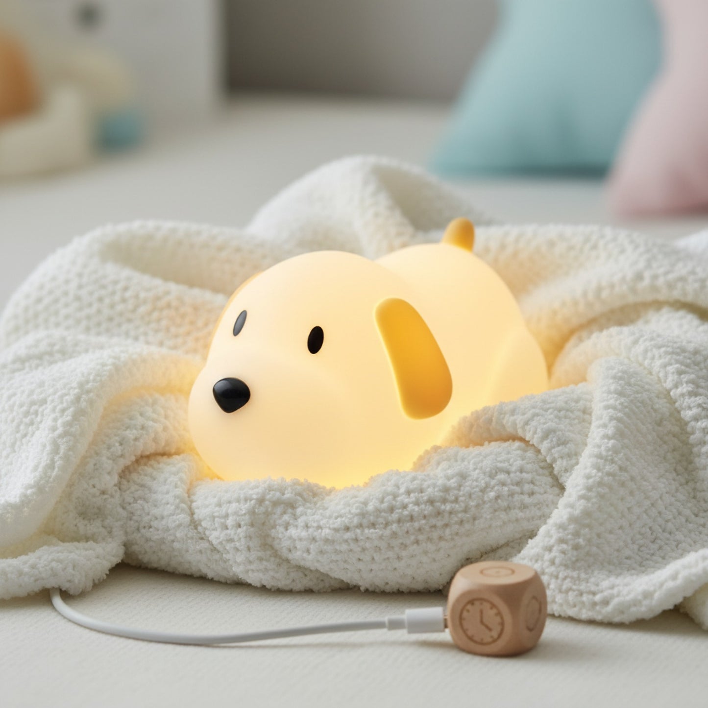 Veilleuse LED Chien en Silicone Tactile Rechargeable - Lampe Bébé & Cadeau Noël