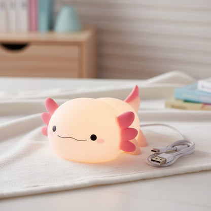 Veilleuse Axolotl Silicone USB Rechargeable - Lampe Tactile Bébé & Enfant