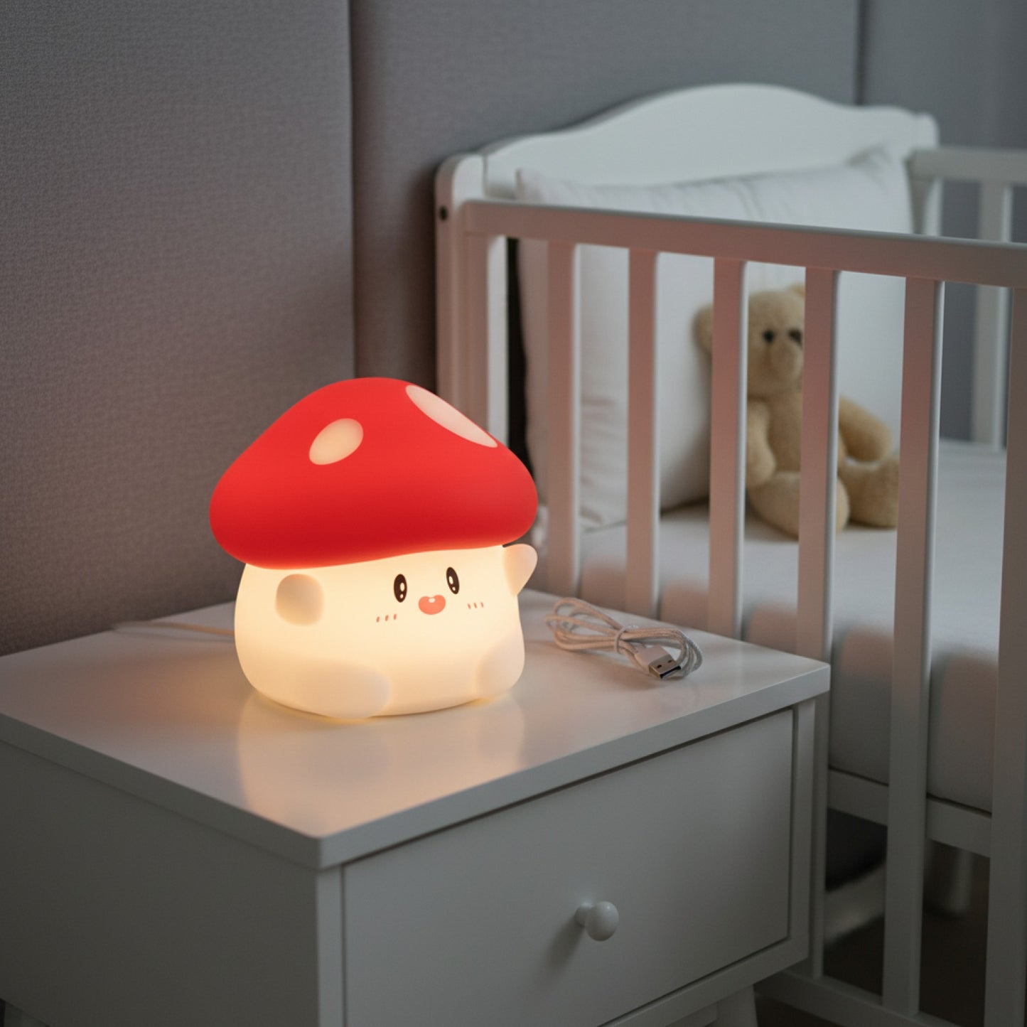 Veilleuse Champignon LED Rechargeable USB - Lampe de Table pour Chambre Bébé, Enfant, Cadeau Anniversaire