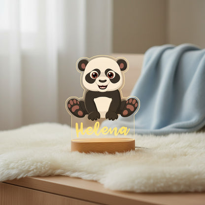Veilleuse Panda Personnalisée avec Prénom – Lampe LED pour Chambre d'Enfant
