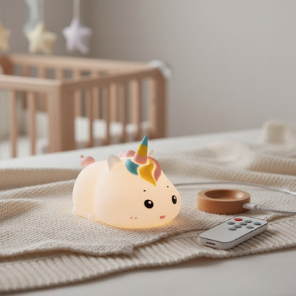 Veilleuse Licorne Rechargeable USB LED pour Enfant - Lampe de Chevet avec Télécommande