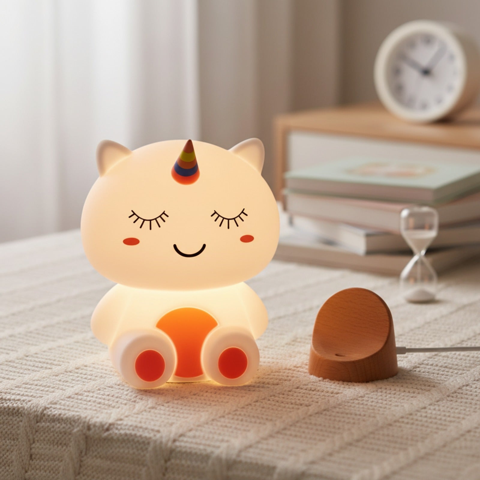 Veilleuse Licorne Rechargeable Tactile avec Minuterie - Lampe de Chevet Cadeau Déco