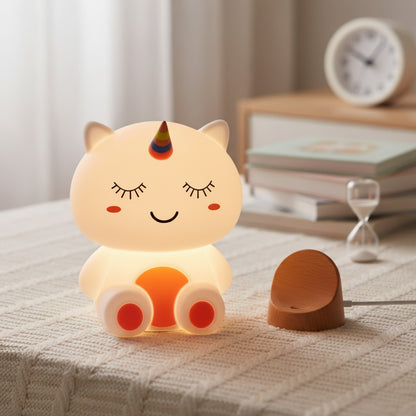 Veilleuse Licorne Rechargeable Tactile avec Minuterie - Lampe de Chevet Cadeau Déco