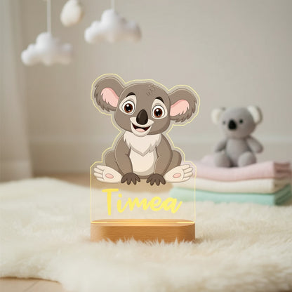 Veilleuse Koala Personnalisée avec Prénom – Lampe LED pour Bébé et Enfant