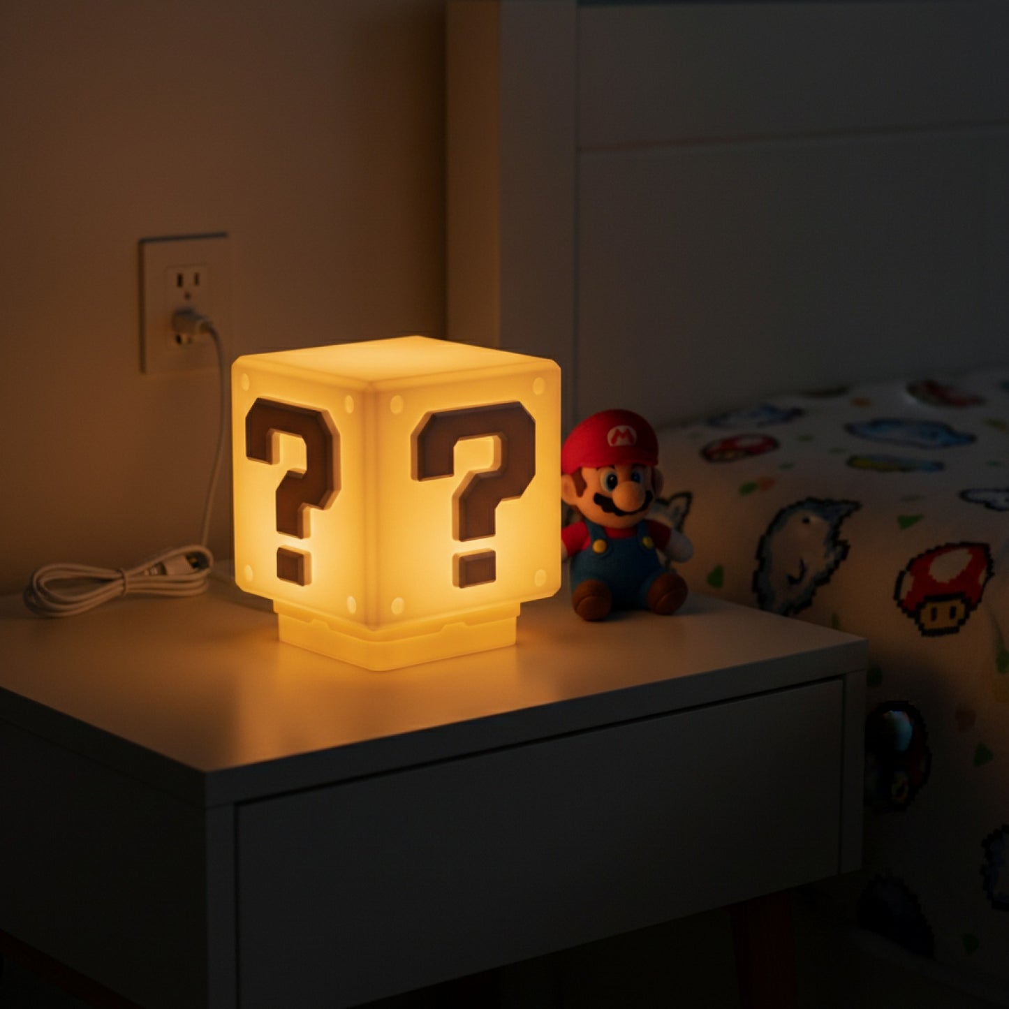 Lampe de Nuit LED Super Mario - Question Mark & Musique - Recharge USB