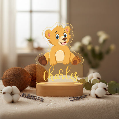 Veilleuse Ourson Personnalisée avec Prénom – Lampe LED pour Bébé et Enfant