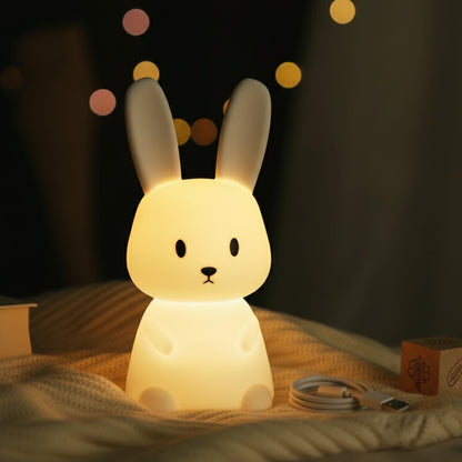 Veilleuse Lapin LED Silicone Animé USB Rechargeable - Lampe de Chevet Enfant