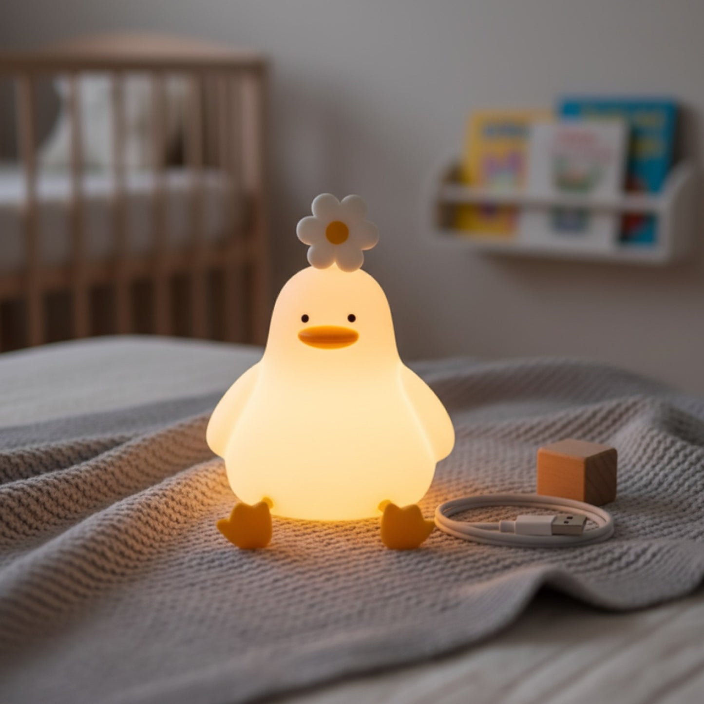 Lampe de nuit LED Canard Mignon en Silicone - Rechargeable USB, Tactile - Déco Chambre Enfant & Cadeau Anniversaire